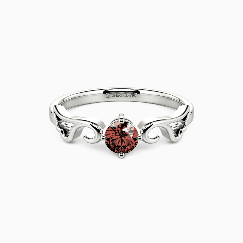 「天使の翼」ラウンド 0.3ct ソリティア 婚約指輪 