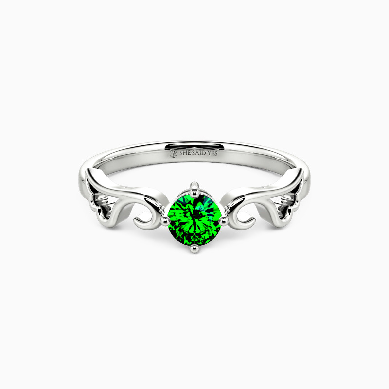 「天使の翼」ラウンド 0.3ct ソリティア 婚約指輪 