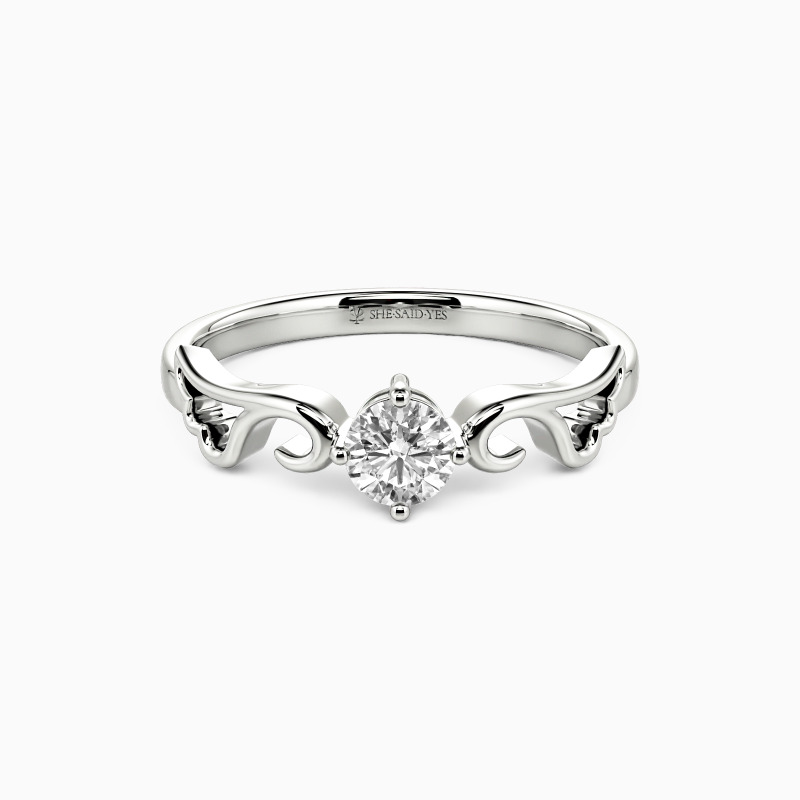 「天使の翼」ラウンド 0.3ct ソリティア 婚約指輪