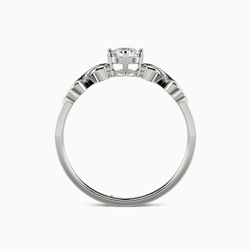 "Angel Wings" Round Cut Solitaire Engagement Ring