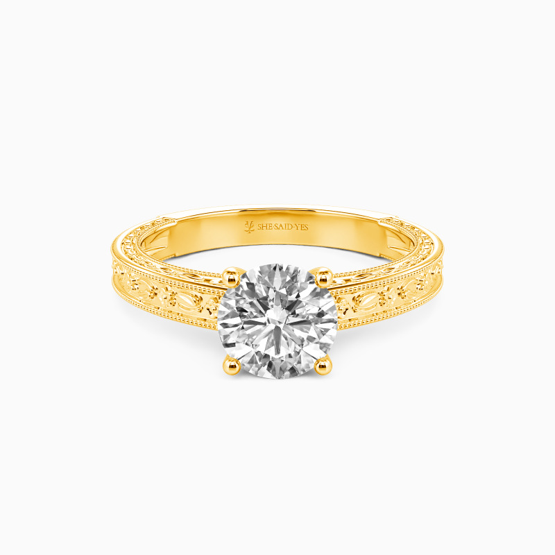 「あなたは私の癒し」 ラウンドカット ソリティア婚約指輪