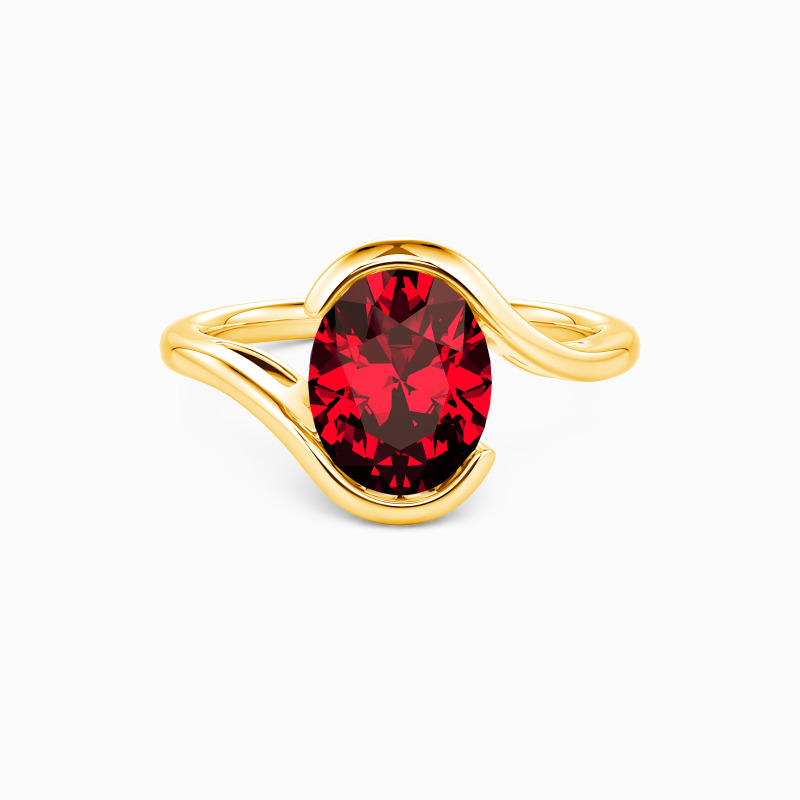 "My Cherished One" Oval Cut Sculptural Solitaire Engagement Ring