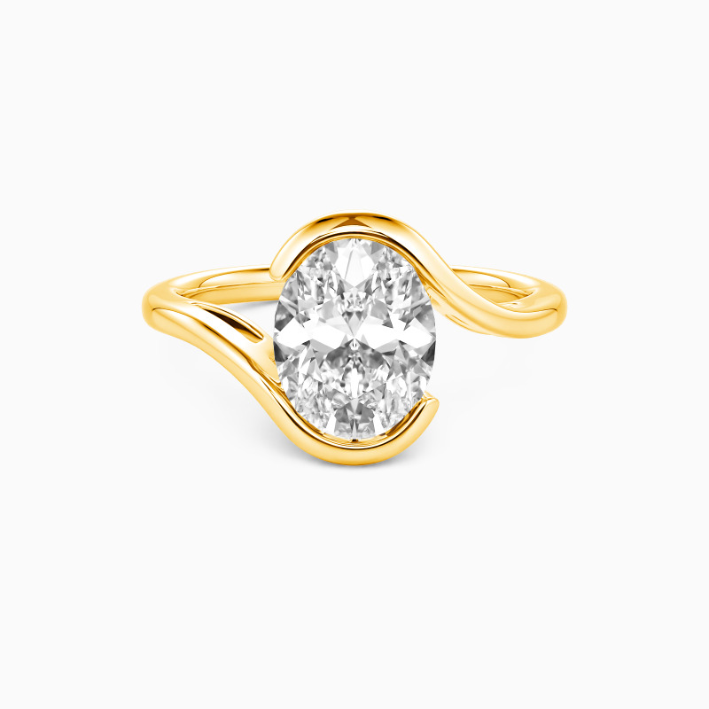 "My Cherished One" Oval Cut Sculptural Solitaire Engagement Ring