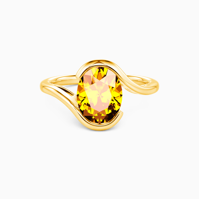 "My Cherished One" Oval Cut Sculptural Solitaire Engagement Ring