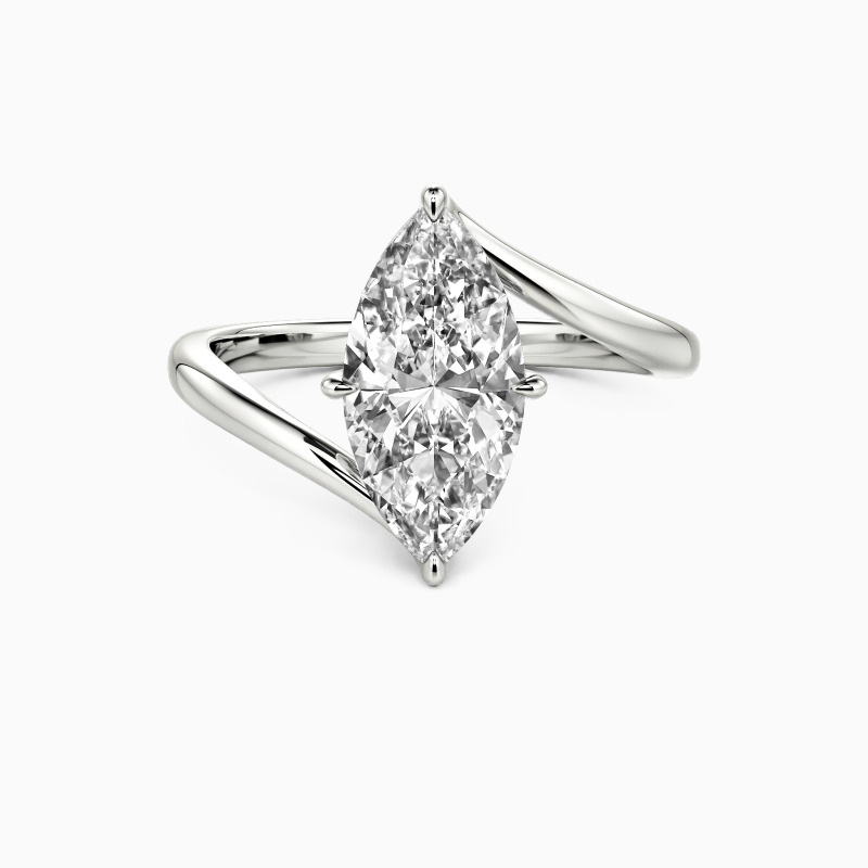 "Converging Souls" Marquise Cut Sculptural Solitaire Engagement Ring