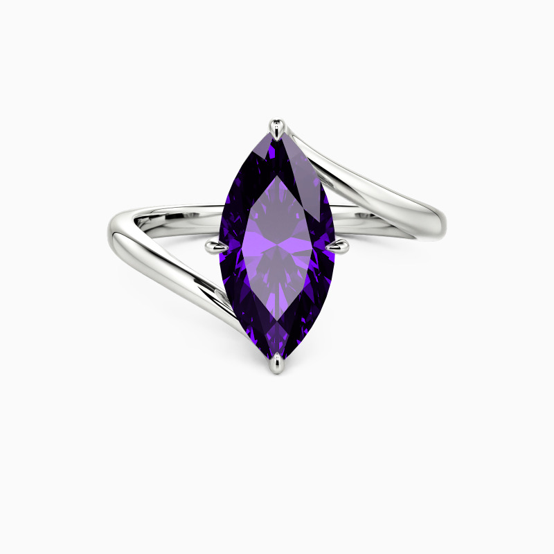 "Converging Souls" Marquise Cut Sculptural Solitaire Engagement Ring