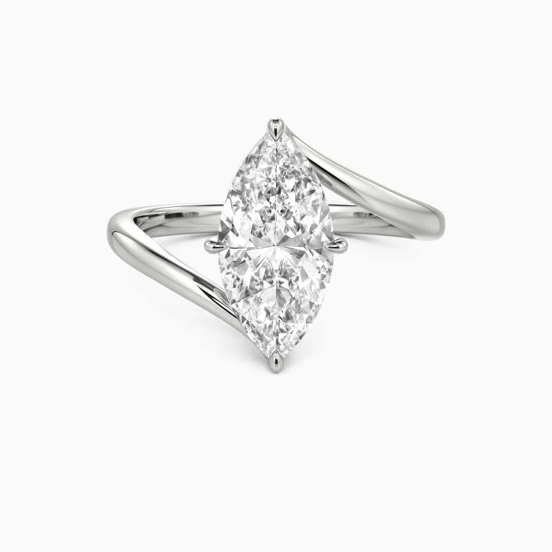 "Converging Souls" Marquise Cut Sculptural Solitaire Engagement Ring