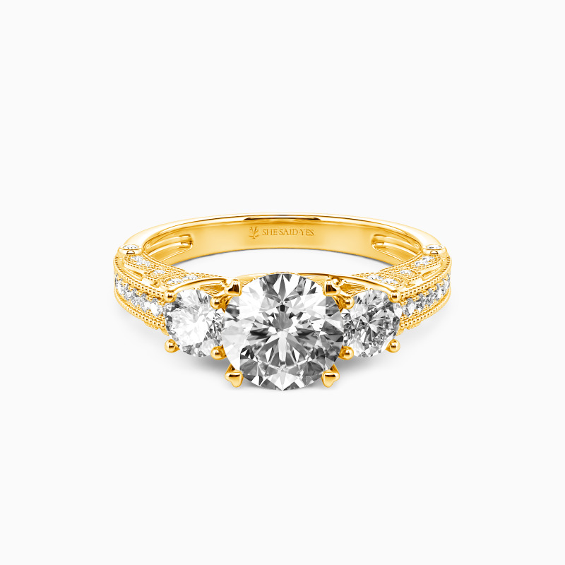 "Give You My Love" Round Cut Three Stone Engagement Ring