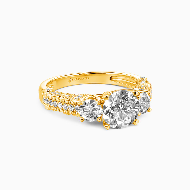 "Give You My Love" Round Cut Three Stone Engagement Ring