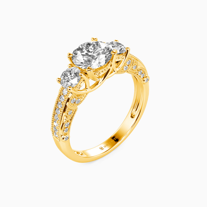"Give You My Love" Round Cut Three Stone Engagement Ring