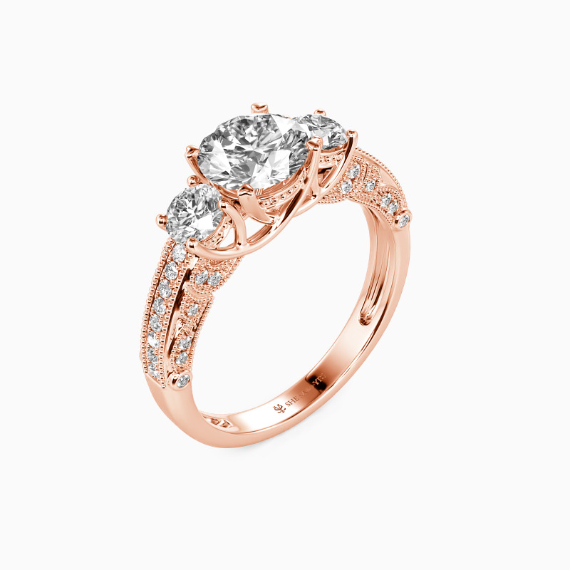 "Give You My Love" Round Cut Three Stone Engagement Ring