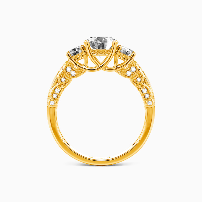 "Give You My Love" Round Cut Three Stone Engagement Ring