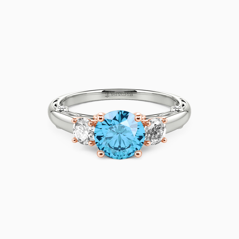 "Always" Round Cut Three Stone Engagement Ring