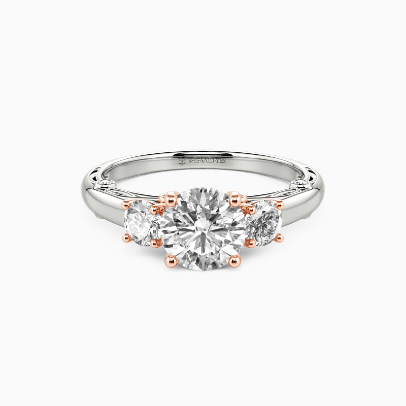 "Toujours" Round Cut Three Stone Bague de fiançailles