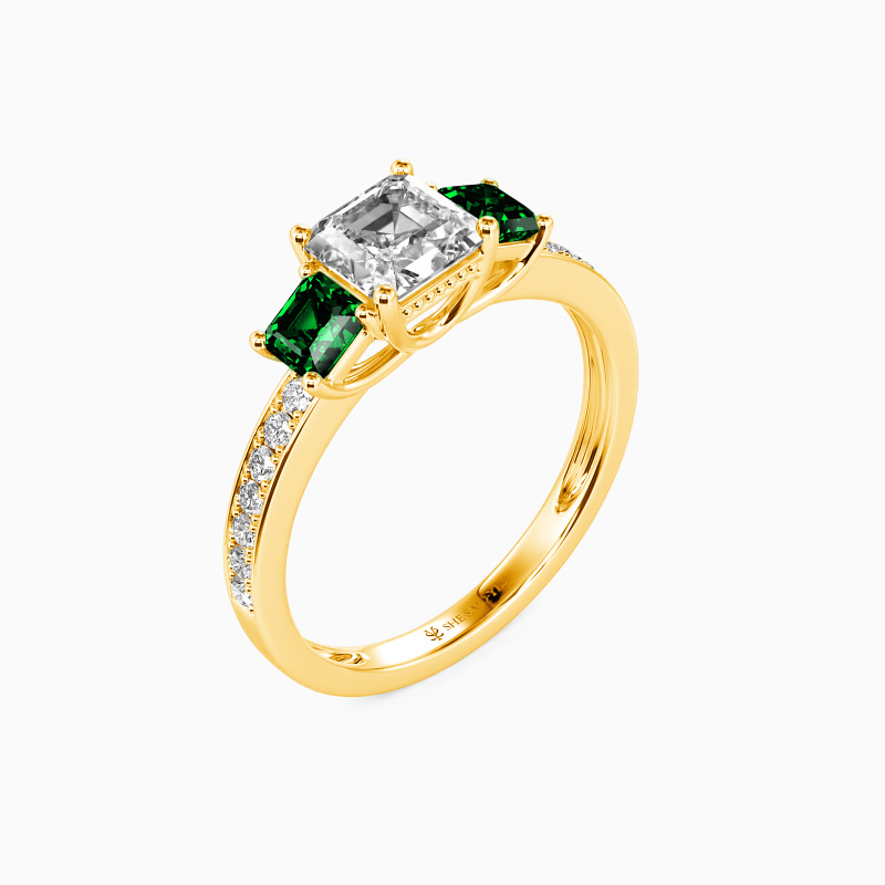 "You Are My Angel" 1ct Asscher Cut Three Stone Engagement Ring