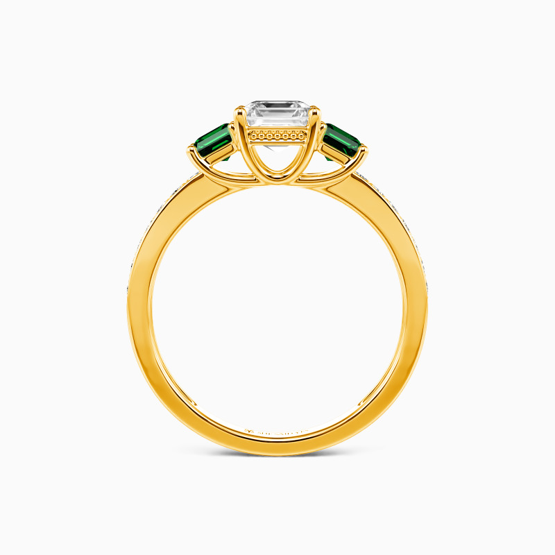 "You Are My Angel" 1ct Asscher Cut Three Stone Engagement Ring