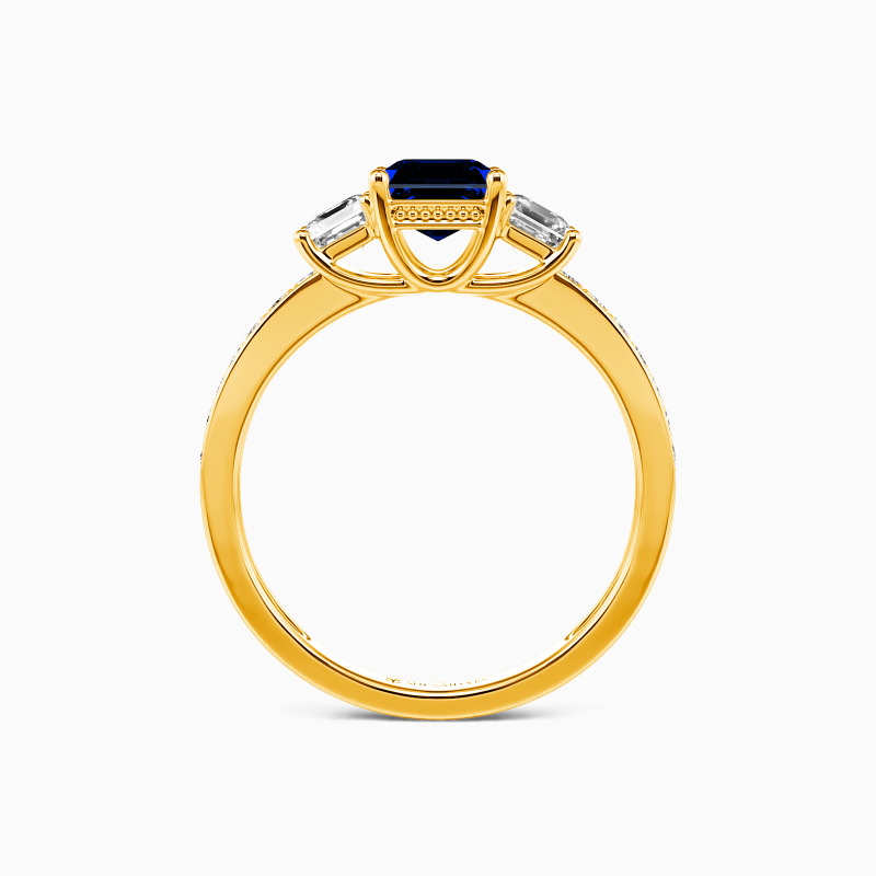 "You Are My Angel" 0.8ct Asscher Cut Three Stone Engagement Ring