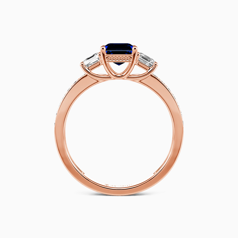 "You Are My Angel" 0.8ct Asscher Cut Three Stone Engagement Ring
