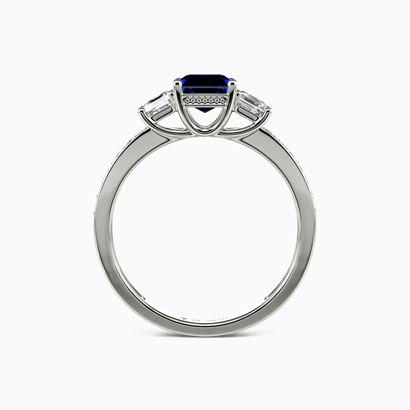 "You Are My Angel" 0.8ct Asscher Cut Three Stone Engagement Ring