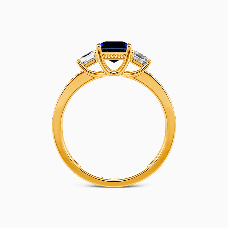 "You Are My Angel" 0.8ct Asscher Cut Three Stone Engagement Ring