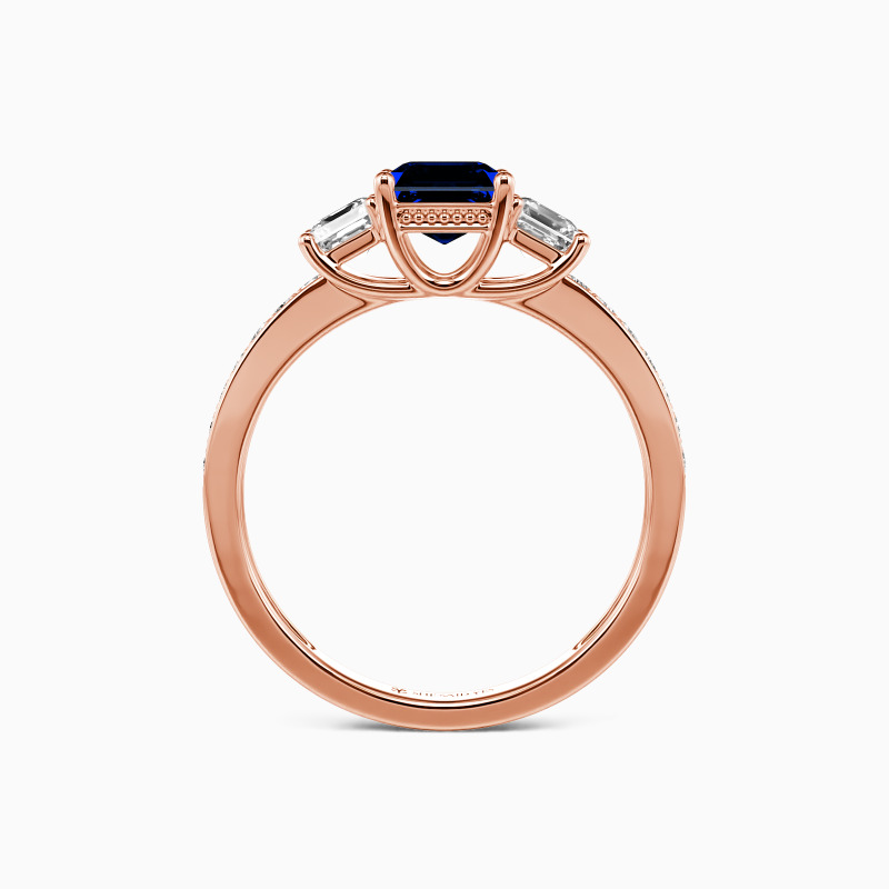 "You Are My Angel" 0.8ct Asscher Cut Three Stone Engagement Ring