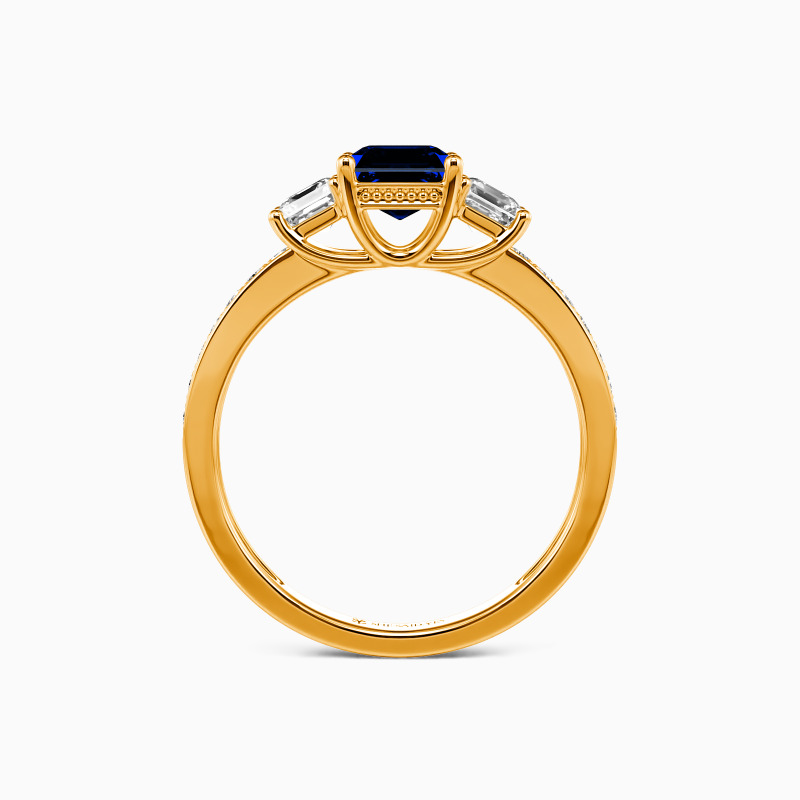 "You Are My Angel" 0.8ct Asscher Cut Three Stone Engagement Ring