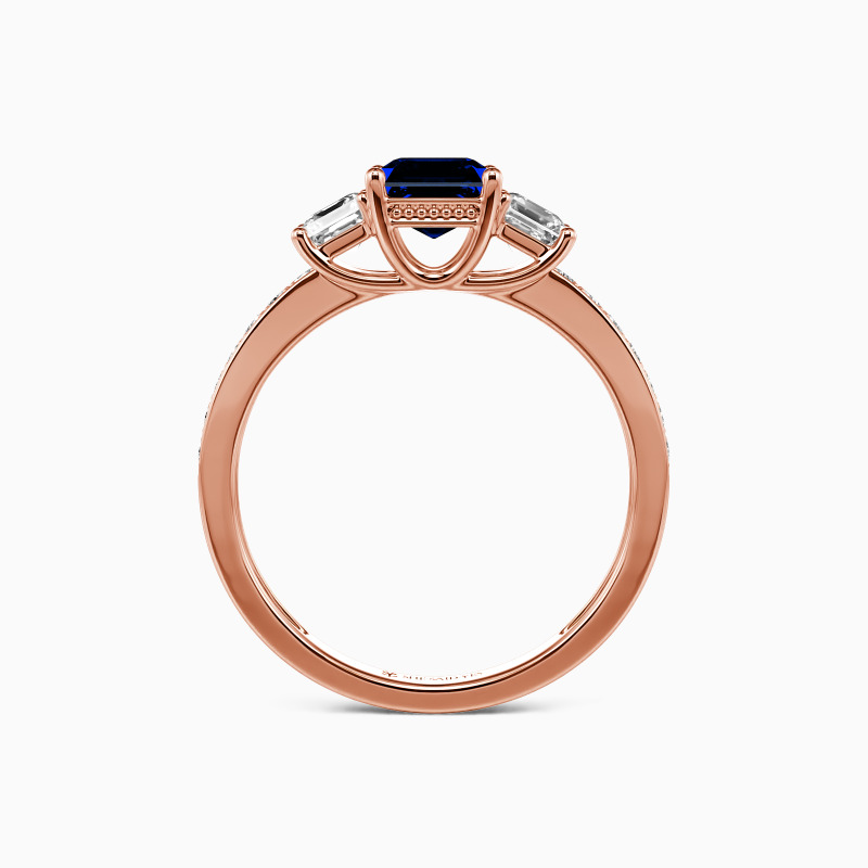 "You Are My Angel" 0.8ct Asscher Cut Three Stone Engagement Ring