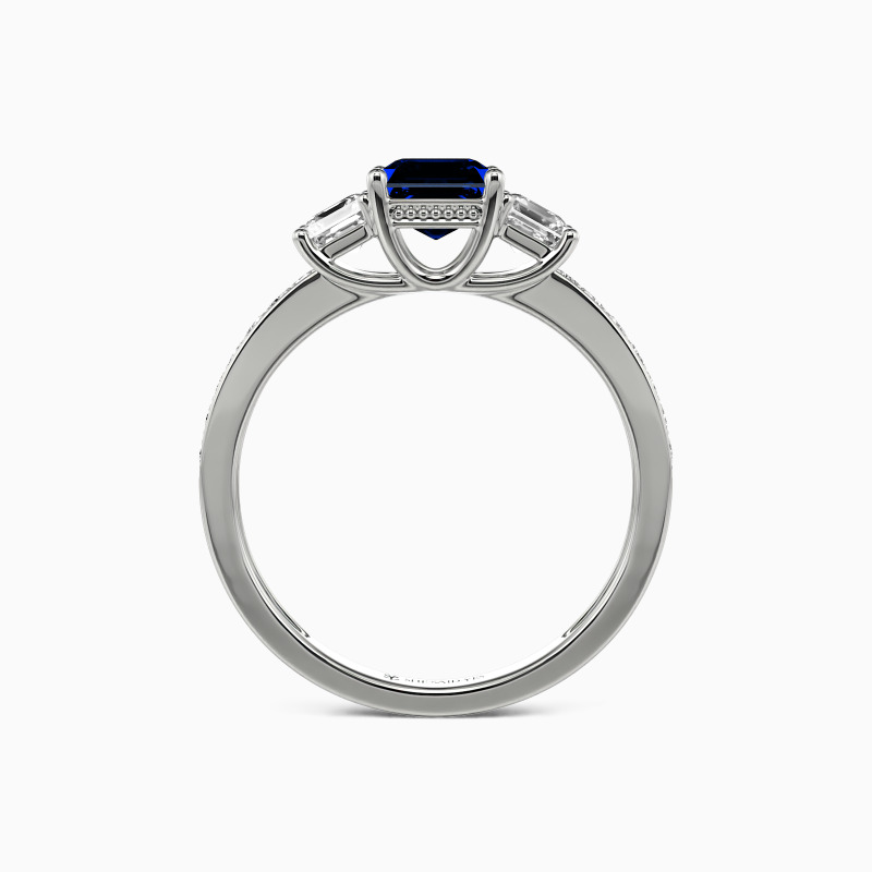 "You Are My Angel" 0.8ct Asscher Cut Three Stone Engagement Ring
