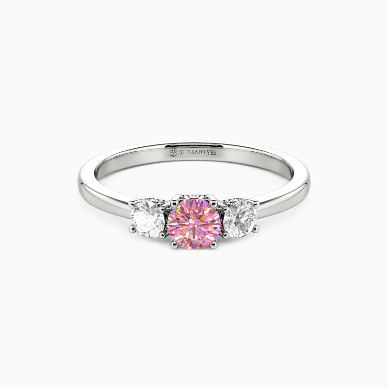 "Love Light" 0.3ct Round Cut Three Stone Engagement Ring