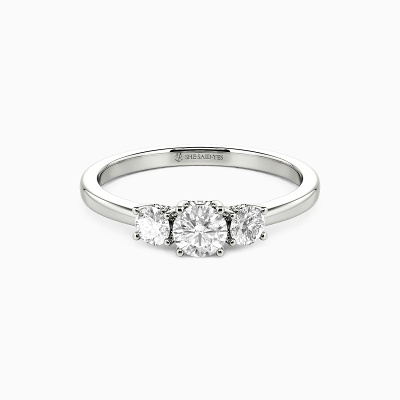"Love Light" 0.3ct Round Cut Three Stone Engagement Ring