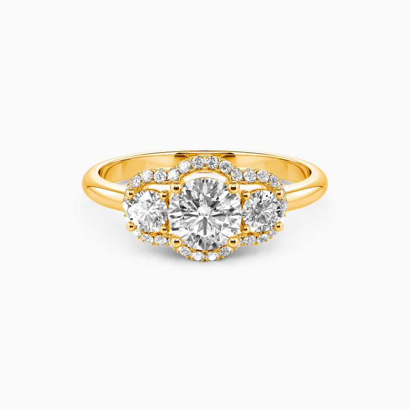 "Waking Up In Love" Round Cut Three Stone Engagement Ring