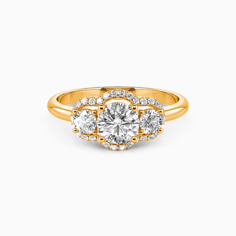 "Waking Up In Love" Round Cut Three Stone Engagement Ring