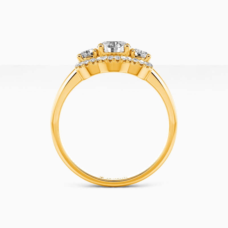 "Waking Up In Love" Round Cut Three Stone Engagement Ring
