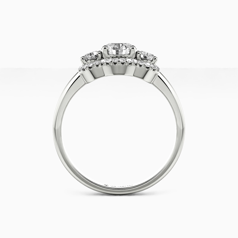 "Waking Up In Love" Round Cut Three Stone Engagement Ring