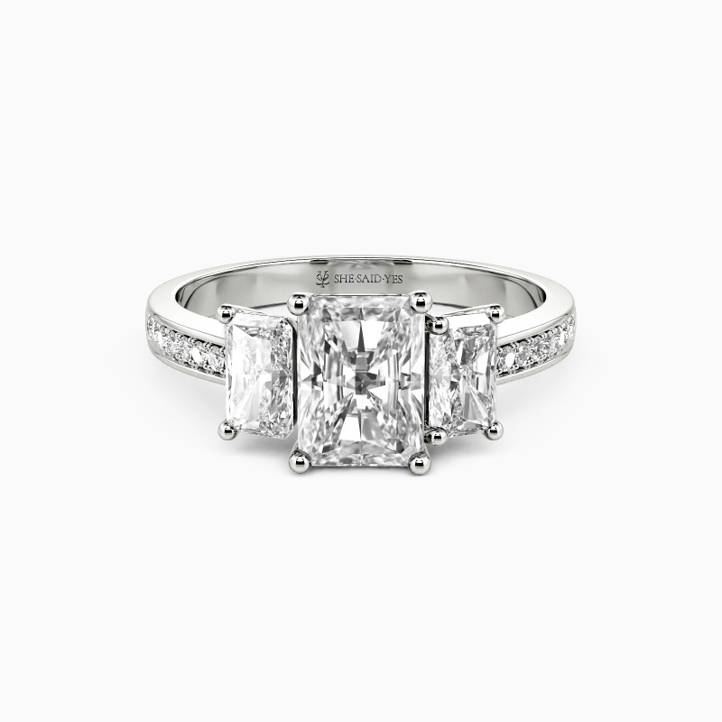 "From the Moment I Saw You" Radiant Cut Three Stone Engagement Ring