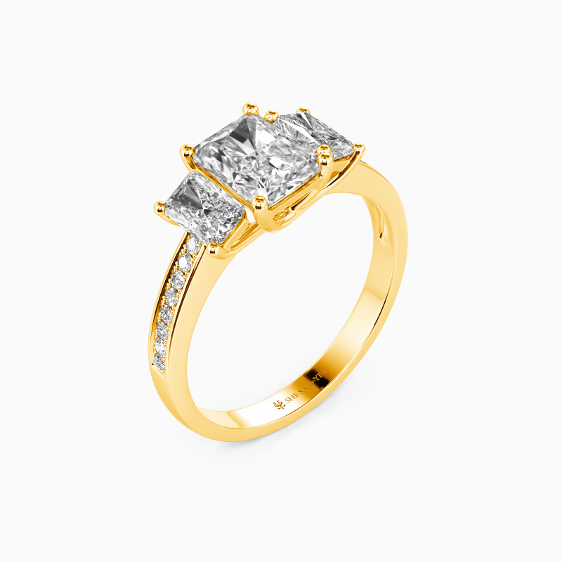 "From the Moment I Saw You" Radiant Cut Three Stone Engagement Ring