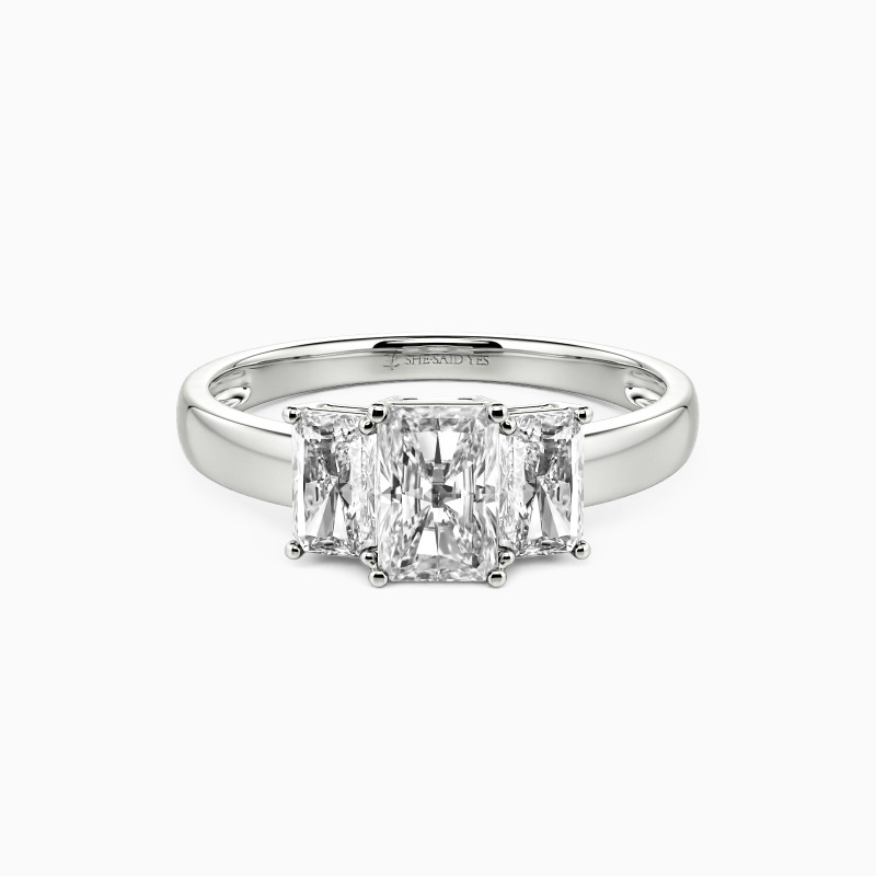 "Cherish" Radiant Cut Three Stone Engagement Ring