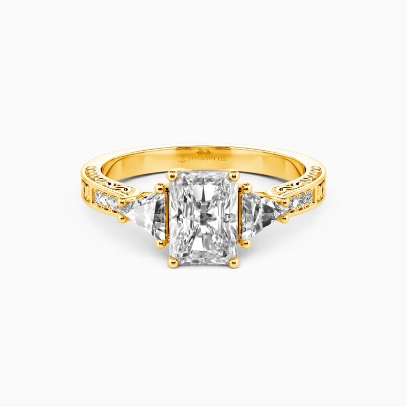 "Lighten My Life" Radiant Cut Three Stone Engagement Ring