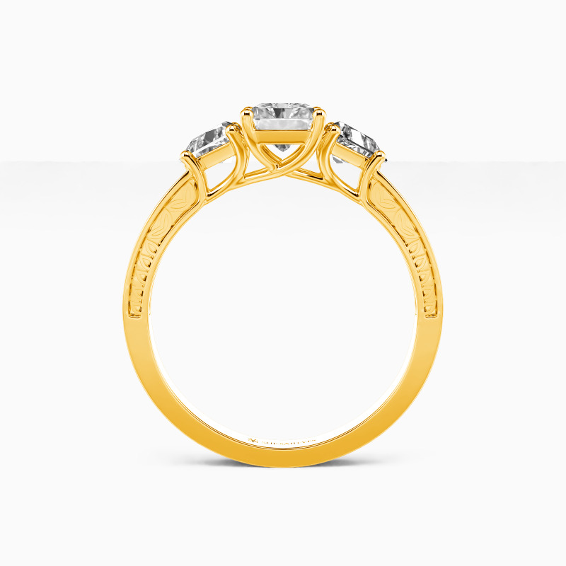 "Lighten My Life" Radiant Cut Three Stone Engagement Ring