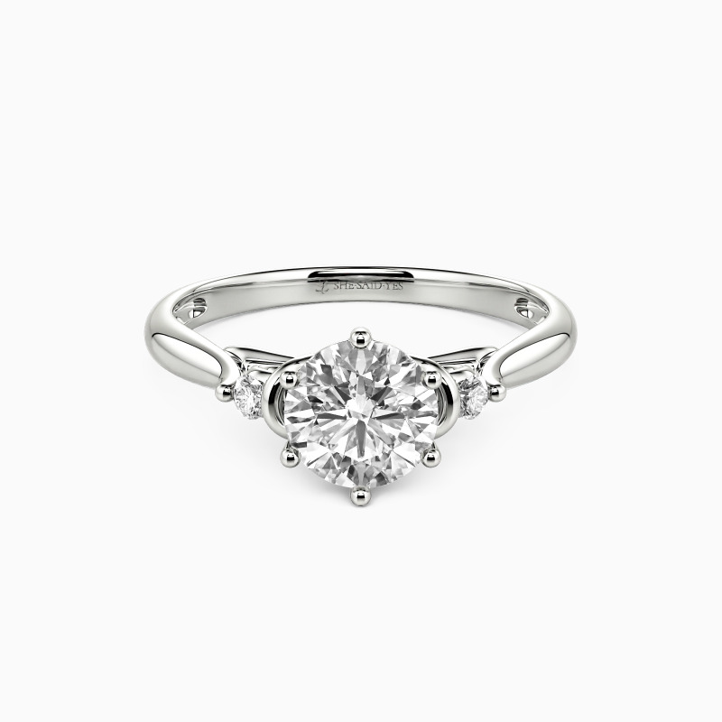 "You're the Only One" Round Cut Three Stone Engagement Ring