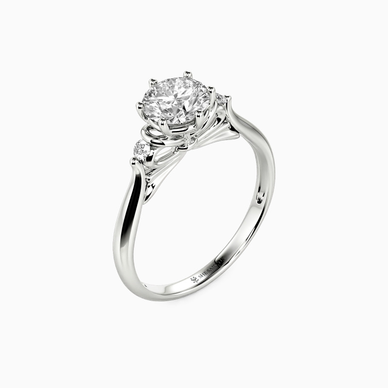 "You're The Only One" Round Cut Three Stone Engagement Ring