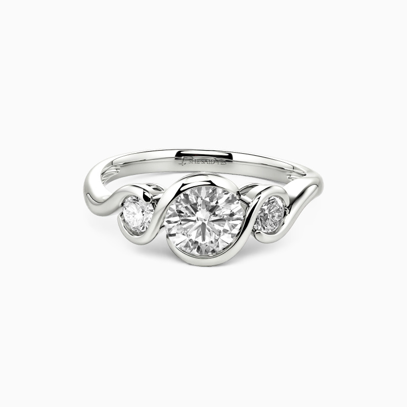 "Harbor Of Love" Round Cut Three Stone Engagement Ring