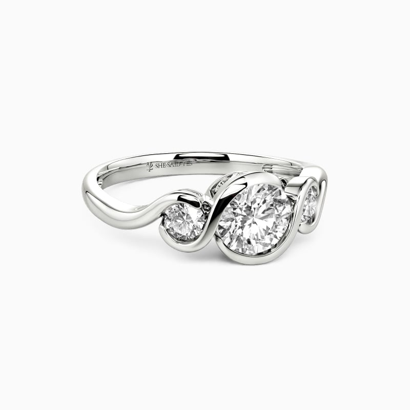 "Harbor Of Love" Round Cut Three Stone Engagement Ring