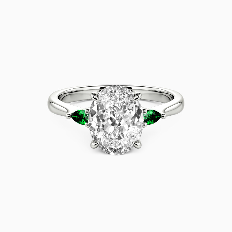 "The Beginning of Love" Oval Cut Three Stone Engagement Ring