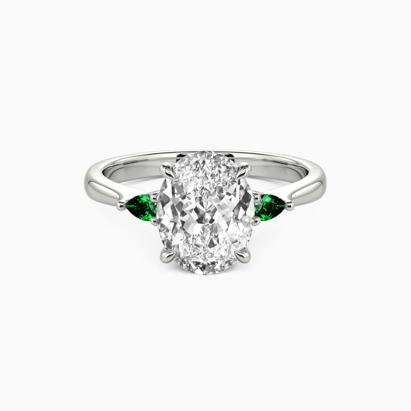 "The Beginning Of Love" Oval Cut Three Stone Engagement Ring