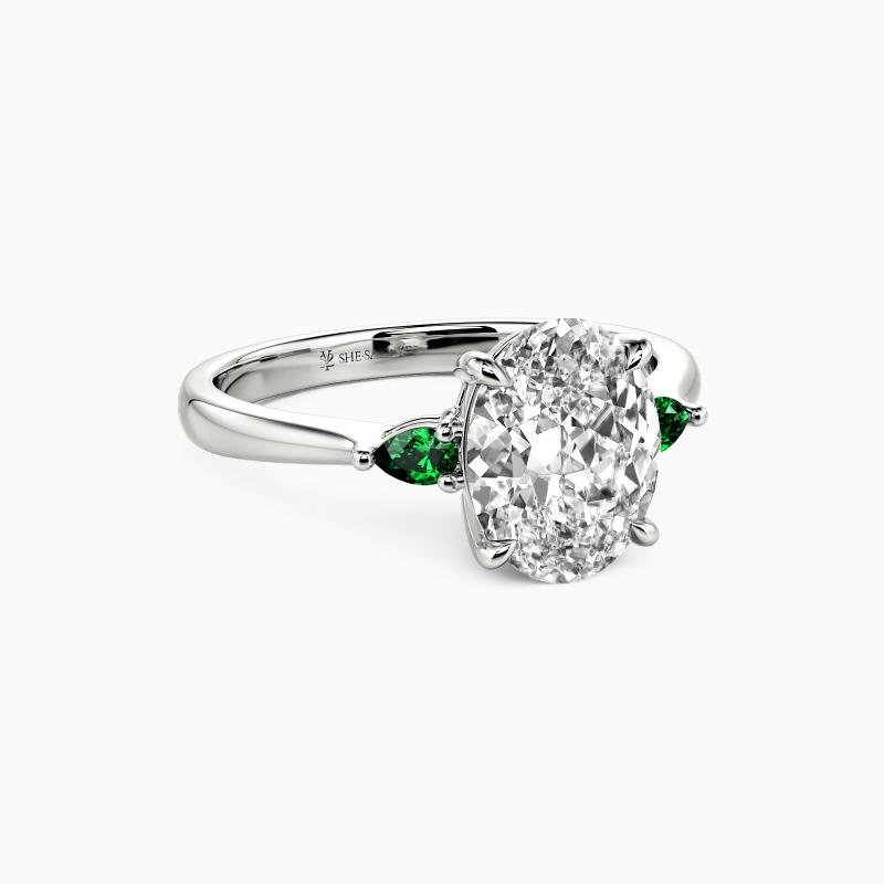 "The Beginning Of Love" Oval Cut Three Stone Engagement Ring