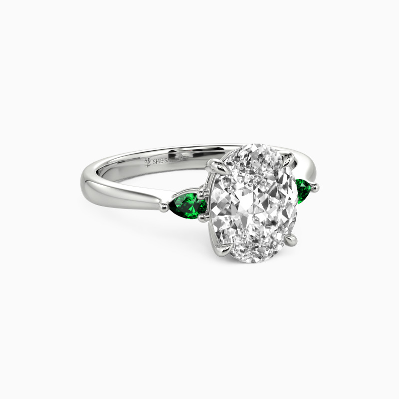 "The Beginning Of Love" Oval Cut Three Stone Engagement Ring