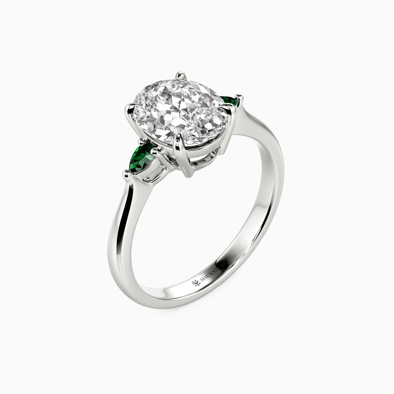 "The Beginning Of Love" Oval Cut Three Stone Engagement Ring
