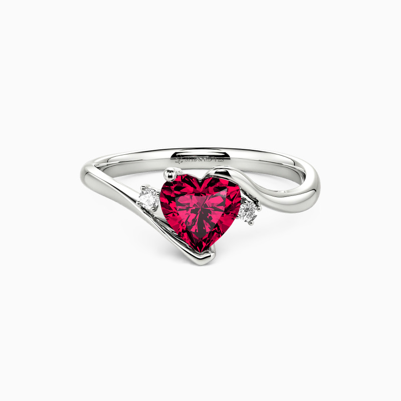 "Be Happy" Heart Cut Three Stone Engagement Ring
