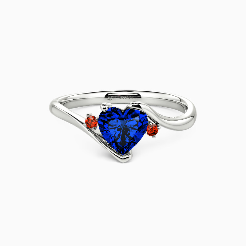 "Be Happy" Heart Cut Three Stone Engagement Ring